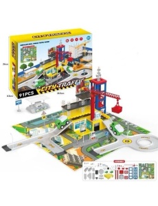 Joc de Constructie -Santier cu Macara si 2 Vehicule Pullback, 91 piese #JJ5270 - Img 2