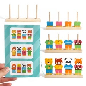 Joc Educativ din Lemn tip Montessori, Asociere Imbracaminte si Animale #JJ5563 - Img 8