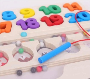 Joc Montessori 2 in 1 din Lemn, Sortare culori, Alfabet, creion magnetic #JJ5361 - Img 2