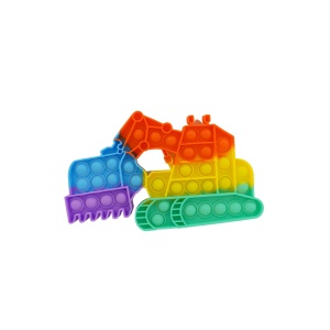 Jucarie Senzoriala Pop It din silicon, Model Excavator, Antistres, Multicolor#JJ5677