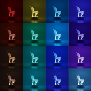 Lampa LED 3D, Model Unicorn, USB si baterii, Acril, cu Telecomanda, Lumina Multicolora, 20 cm #JJ5332 - Img 4