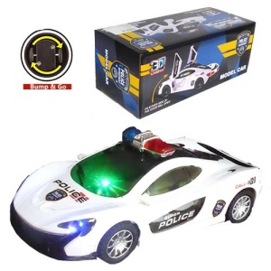 Mașină de poliție din metal cu lumini și sunete, design realist, 3D Light, Bump N’Go, Music #JJ5040 - Img 1