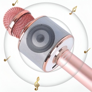 Microfon Karaoke pentru Copii, Bluetooth, Boxa Incorporata, Compatibil cu Orice Smartphone, Acumulator Integrat, Rose Gold #JJ5559 - Img 2