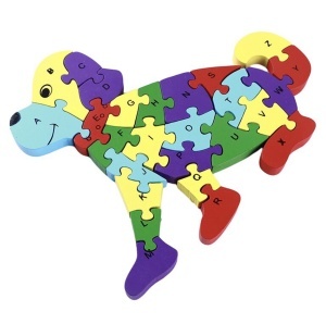 Puzzle 3D din lemn Catel fata/verso cu Alfabet/ Numere, 26 piese, multicolor #JJ5561 - Img 5