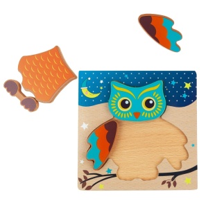 Puzzle 3D din Lemn Model Bufnita, 5 piese, tip Montessori #JJ5638 - Img 6
