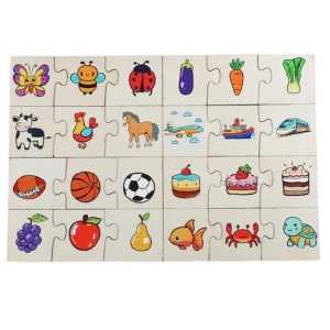 Puzzle Cognitiv de Asociere din 3 bucati, Lemn, 24 piese #JJ5595 - Img 5