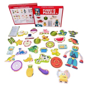 Puzzle din Lemn 30 buc din 2-4 piese, Multicolor #JJ5404