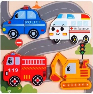 Puzzle din Lemn 3D tip Montessori: Autoutilitare #JJ5306