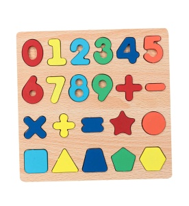 Puzzle incastru educativ 3D din lemn - Cifre și Forme Geometrice #JJ5048 - Img 6