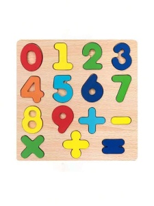 Puzzle incastru educativ 3D din lemn - Cifre și Semne Matematice #JJ5046 - Img 5