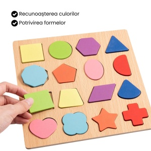 Puzzle incastru educativ 3D din lemn - Forme Geometrice #JJ5045 - Img 2