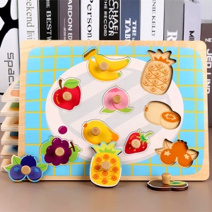 Puzzle Incastru Montessori din Lemn cu Maner: Fructe, 9 piese #JJ5324 - Img 6