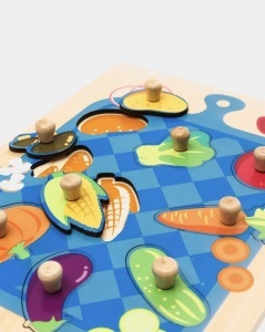 Puzzle Incastru Montessori din Lemn cu Maner: Legume, 9 piese #JJ5450 - Img 2