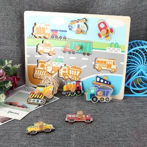 Puzzle Incastru Montessori din Lemn cu Maner: Transport, 9 piese #JJ5327 - Img 9