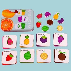 Puzzle Montessori de asociere în cutie metalică Guess Who I Am, Fructe, 24 piese #JJ5028 - Img 1