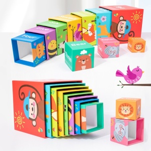 Set 10 Cutii de Stivuit, Invatare Numere, Animale, Multicolor #JJ5459