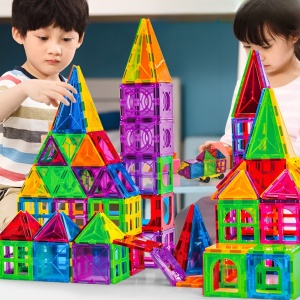 Set 120 Piese Magnetice de Constructie, Magnetic Titles, Forme Geometrice, ABS, Multicolor #JJ5175