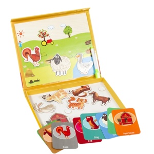 Set 2 in 1, Puzzle Magnetic si tablita de scris, Model Animale Domestice #JJ5552 - Img 2