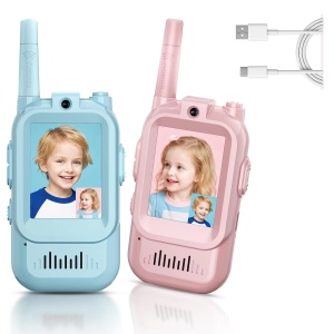 Set 2 Video Walkie-Talkie, conexiune directa Fara Internet, incaracre USB, Roz si Albastru #JJ5461