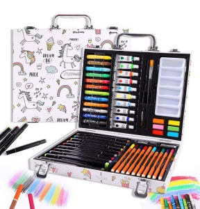 Set 53 Piese pentru Desen si Pictura in Servieta, Model Unicorni #JJ5177