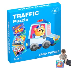 Set 6 Puzzle din carton Mijloace de Transport, Piese Mari, 6 in 1 #JJ5024 - Img 2