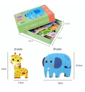 Set 6 Puzzle-uri cu Piese Mari, din carton gros - Animale din Savana #JJ5088 - Img 6