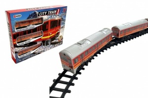 Set circuit Tren Electric cu Locomotiva si 2 Vagoane, City Train, Lumini si Sunete, 17 piese #JJ5273 - Img 10