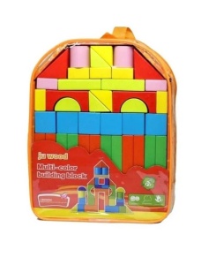 Set Cuburi de Construit din Lemn in Rucsac, Multicolor #JJ5414