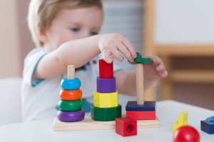 Sortator Montessori din Lemn 3 in 1 cu 3 Coloane si 16 Forme geometrice #JJ5488 - Img 3