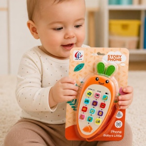 Telefon Interactiv pentru Bebelusi cu Functii Educative si Muzicale, Model Morcov, Portocaliu #JJ5584 - Img 4