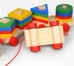Trenulet din Lemn cu Locomotiva si 2 Vagoane, Sortator, 19 Forme Geometrice #JJ5154 - Img 8