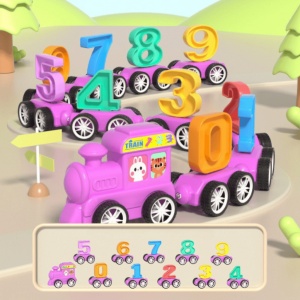 Trenulet Magnetic cu Numere 0-9, Locomotiva si 10 Vagoane, Plastic, Multicolor #JJ5437 - Img 2