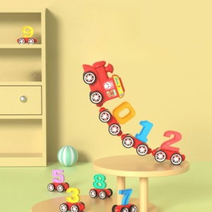 Trenulet Magnetic cu Numere 0-9, Locomotiva si 10 Vagoane, Plastic, Multicolor #JJ5438 - Img 6