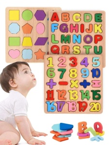 🌈Oferta zilei❗Puzzle Incastru Educativ 3D din Lemn - Numere 1-20 si Semne Matematice #JJ5049 - Img 5