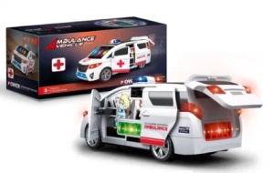 Ambulanta cu Lumini 3D, Muzica, Usi care se deschid si Functie de Rotire 23 cm #JJ5467 - Img 6