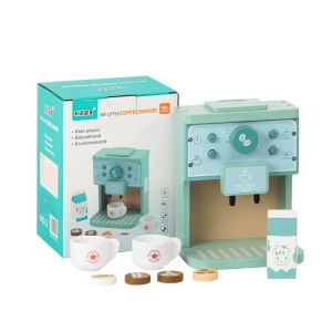 Aparat de Cafea Interactiv cu capsule si 7 Accesorii, din Lemn pentru Joc de Rol, KABI, nunate Pastel #JJ5666 - Img 9