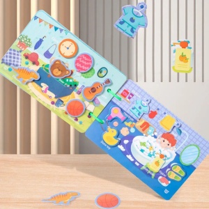 Carte interactiva Busy Book Montessori, piese cu scai reutilizabile, Model Invatare Cognitiva, 10 pagini #JJ5661 - Img 4
