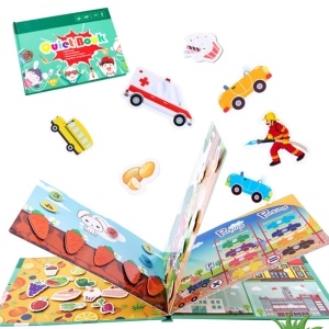 Carte interactiva Quiet Book Montessori, piese cu scai reutilizabile, 10 pagini #JJ5657 - Img 4