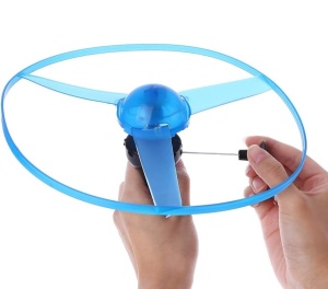Disc Zburător cu lumini și lansator manual din plastic, Verde #JJ5111 - Img 2