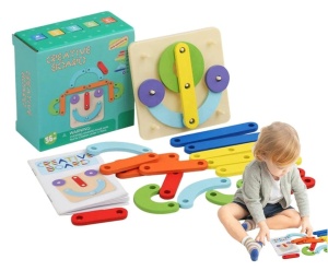 Geoboard Creativ din Lemn, tip Montessori, 25 piese, multicolor #JJ5148 - Img 2