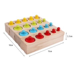 Joc 4 Sortatoare din Lemn cu 20 Cilindrii colorati, tip Montessori #JJ5147 - Img 3
