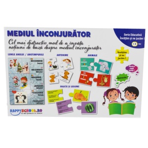 Joc Educativ Bilingv “Mediul Inconjurator” cu Anotimpurile, Lunile, Antonime, Animale, Fructe si Legume#JJ5125