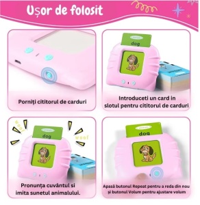 Joc interactiv Cititor de carduri 224 cuvinte în limba engleză, Roz #JJ5072 - Img 3