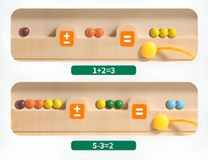 Joc Montessori 5 in 1 din Lemn, Sortare culori, Alfabet, Cuvinte, Desen, Operatii, cu Creion Magnetic si Marker #JJ5209 - Img 9