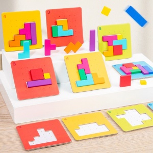 Joc Puzzle Interactiv din Lemn tip Tetris, 128 piese #JJ5121 - Img 2