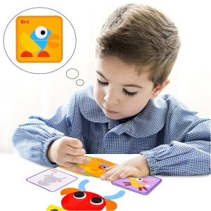 Joc Tangram Montessori din Lemn, 39 piese, Multicolor #JJ5454 - Img 5
