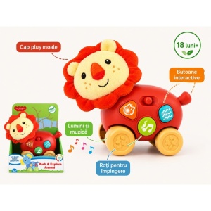 Jucarie Interactiva Leu Muzical cu Roti si Cap de Plus #JJ5687 - Img 3
