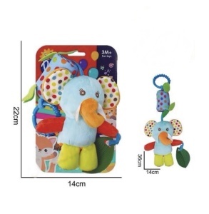 Jucarie Senzoriala si Zornaitoare Elefantel de Plus, pentru Bebelusi, cu Agatatoare, 36 cm #JJ5503 - Img 2