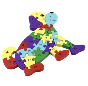 Puzzle 3D din lemn Catel fata/verso cu Alfabet/ Numere, 26 piese, multicolor #JJ5561 - Img 2