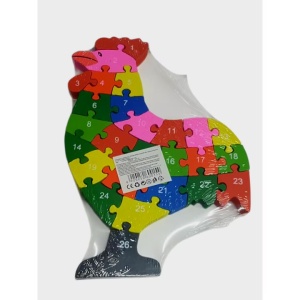 Puzzle 3D din lemn Cocos fata/verso cu Alfabet/ Numere, 26 piese, multicolor #JJ5619 - Img 3